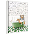 Sylvie Tiger in Eclectic Green Bathtub Framed Canvas by Amy Peterson