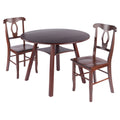 Marbelle Table 3Pc Drop Leaf Dining Table with 2 Renaissance Chairs, Walnut