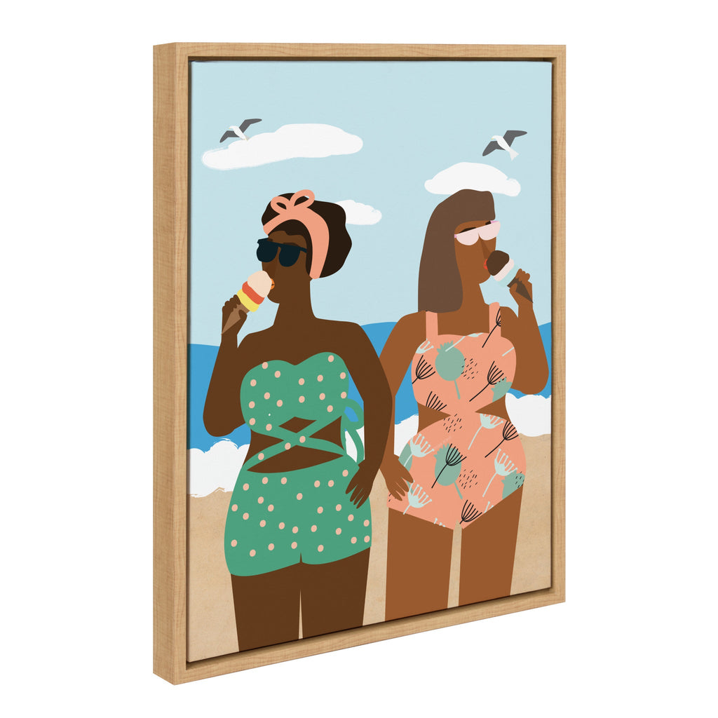 Sylvie Ice cream on the Beach Framed Canvas by Queenbe Monyei