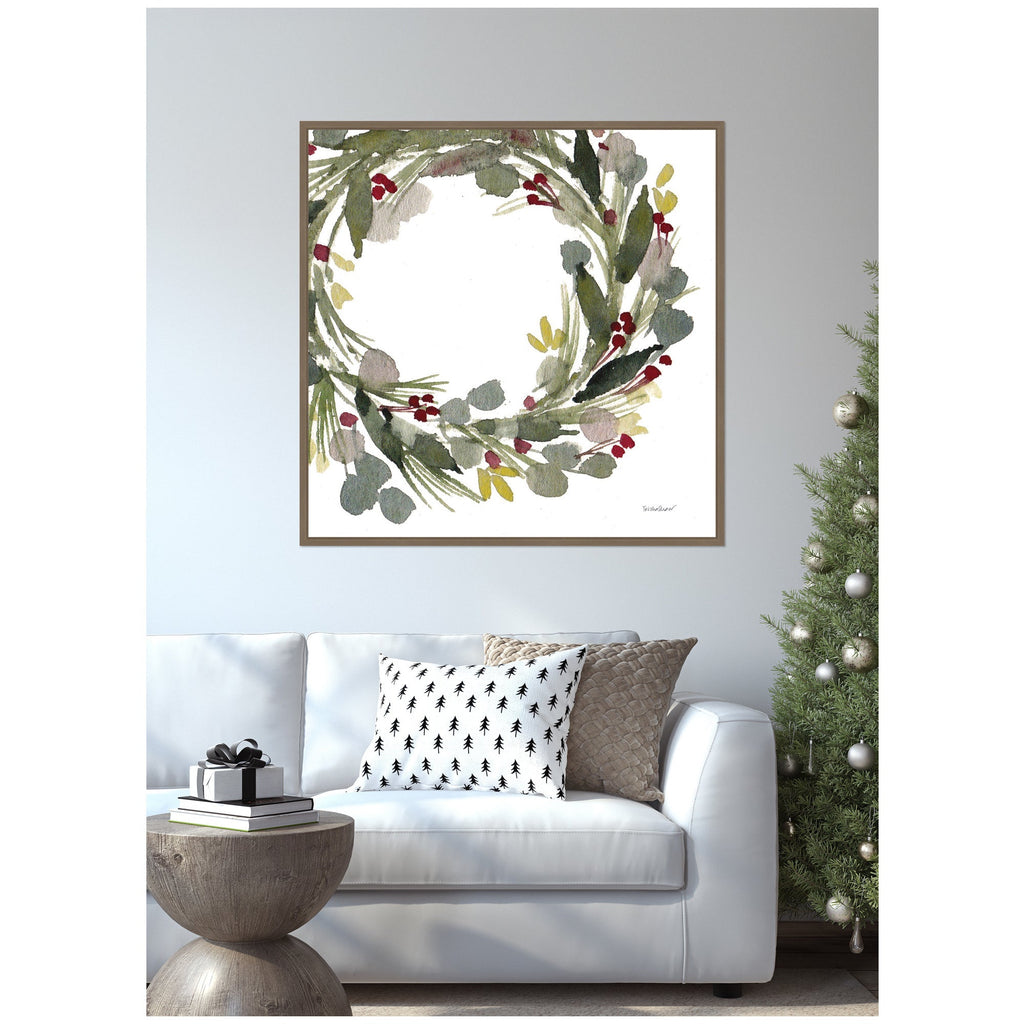Sylvie Framed Canvas Loose Christmas Wreath by Patricia Shaw