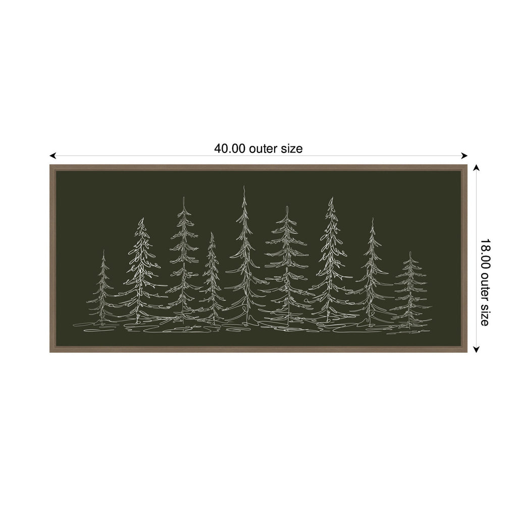Sylvie Framed Canvas Minimalist Evergreen Trees Sketch by The Creative Bunch Studio