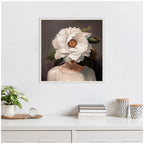 Sylvie White Flower Woman Portrait Framed Canvas by The Creative Bunch Studio