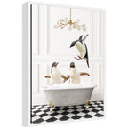 Sylvie Penguins in Lux Bathtub Framed Canvas by Amy Peterson