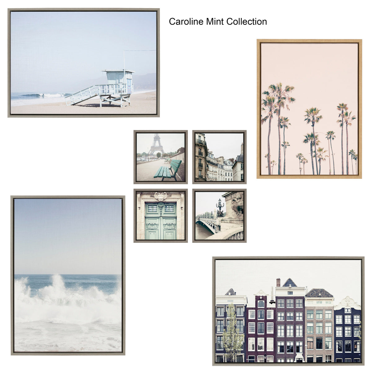 Sylvie Pale Blue Life Guard Tower Framed Canvas by Caroline Mint