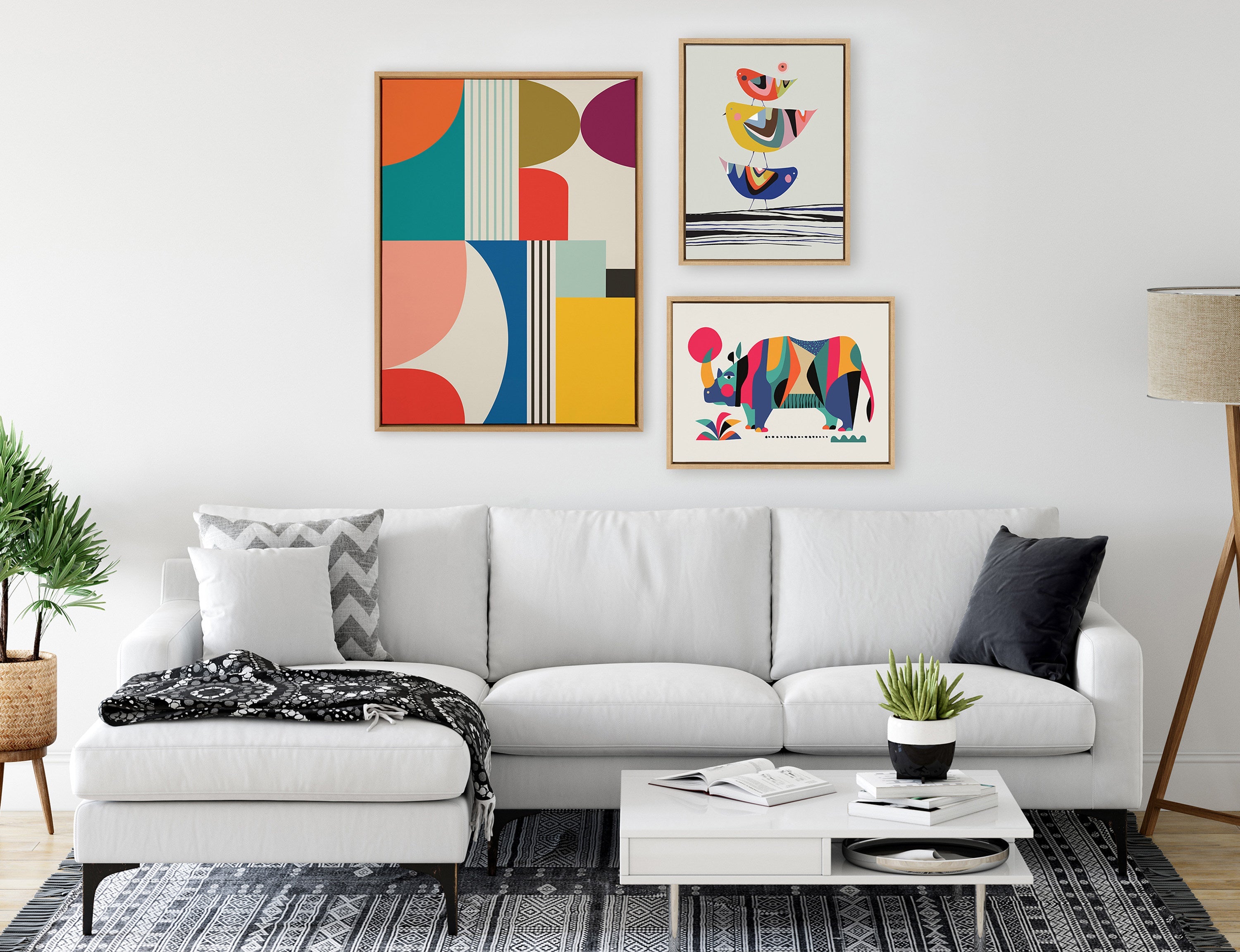 Sylvie Mid Century Modern Pattern Framed Canvas by Rachel Lee of My Dream Wall