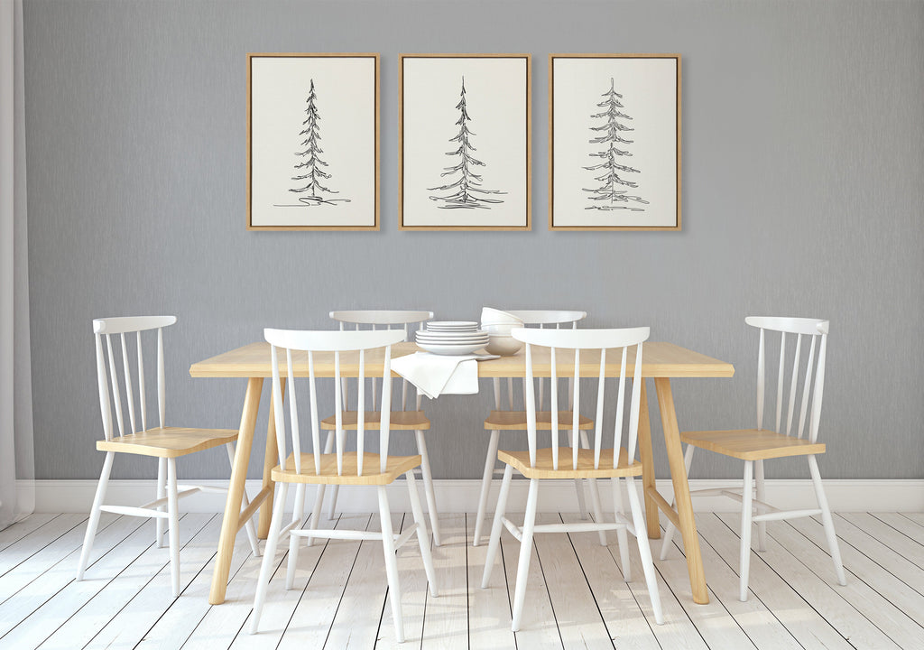 Sylvie Minimalist Evergreen Trees Framed Canvas Set by The Creative Bunch Studio