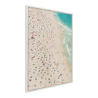 Sylvie Crowded Beach from Above Framed Canvas by Amy Peterson Art Studio