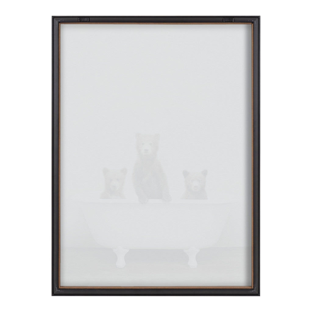 Blake Three Little Bears in Vintage Bathtub Framed Printed Glass by Amy Peterson Art Studio