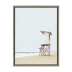 Sylvie Wood Ocean Beach Lifeguard Tower Framed Canvas by The Creative Bunch Studio