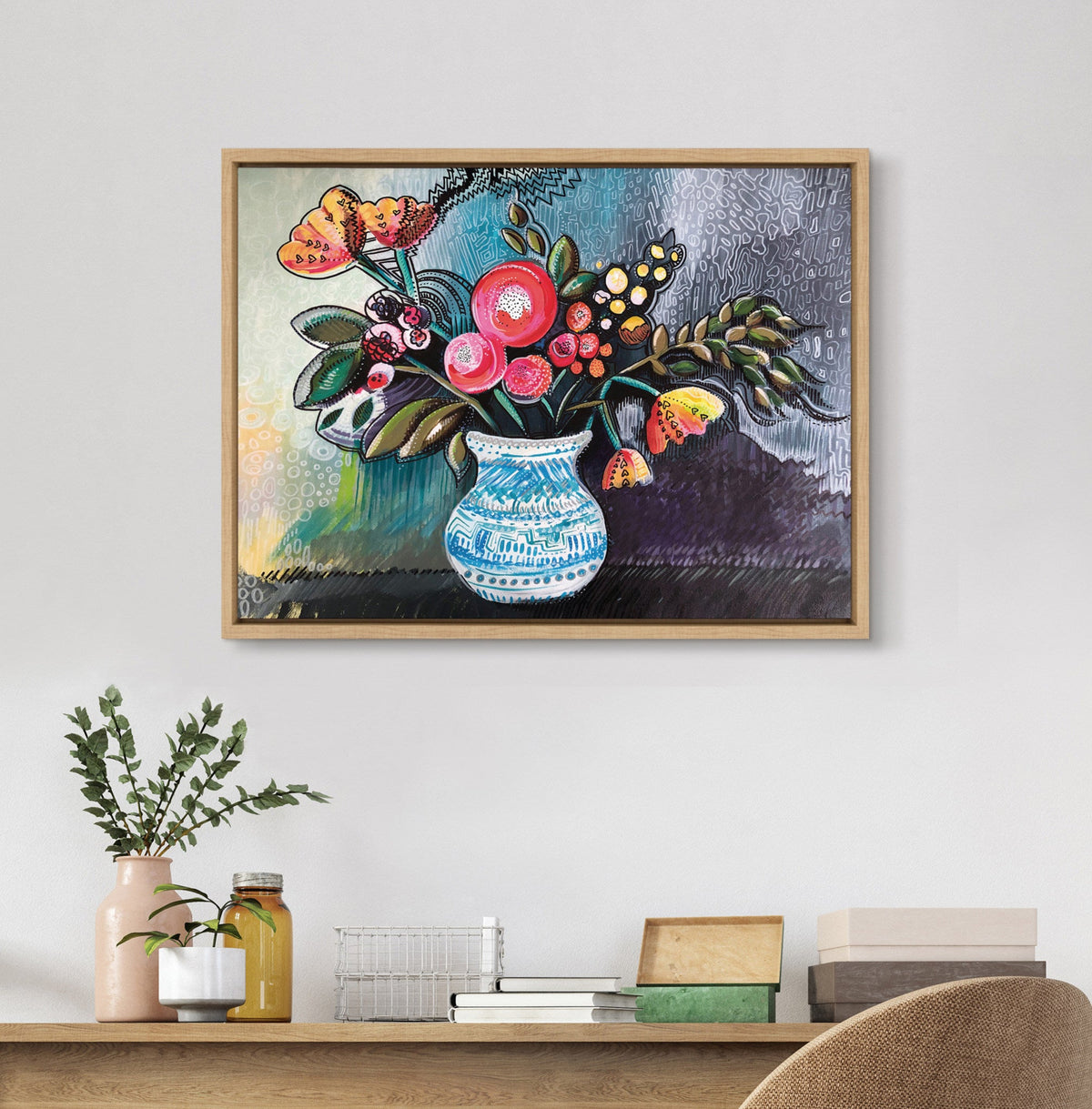 Sylvie Whimsy Still Life Framed Canvas by Sara Annapolen