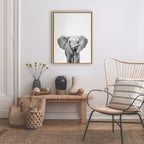 Sylvie Baby Elephant Framed Canvas by Simon Te