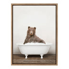 Sylvie Bear Rustic Bubble Bath Framed Canvas by Amy Peterson Art Studio
