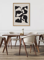 Sylvie Distorted Shapes of Black and Tan Framed Canvas by The Creative Bunch Studio