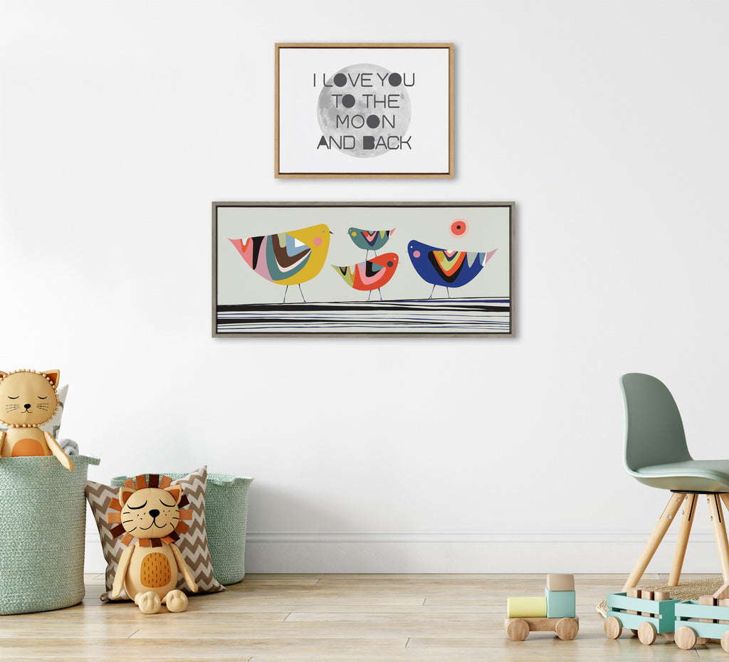 Sylvie Family Tree 4 Birds Framed Canvas by Rachel Lee of My Dream Wall