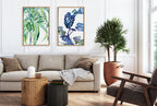 Sylvie CI Monstera Blue Magic Framed Canvas by Ingrid Sanchez of CreativeIngrid