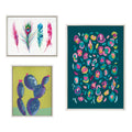 Sylvie Leopard 3, Feather Four and 800 Folk Cactus v2 Framed Canvas by Jessi Raulet of Ettavee