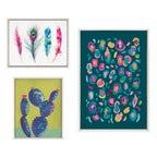 Sylvie Leopard 3, Feather Four and 800 Folk Cactus v2 Framed Canvas by Jessi Raulet of Ettavee