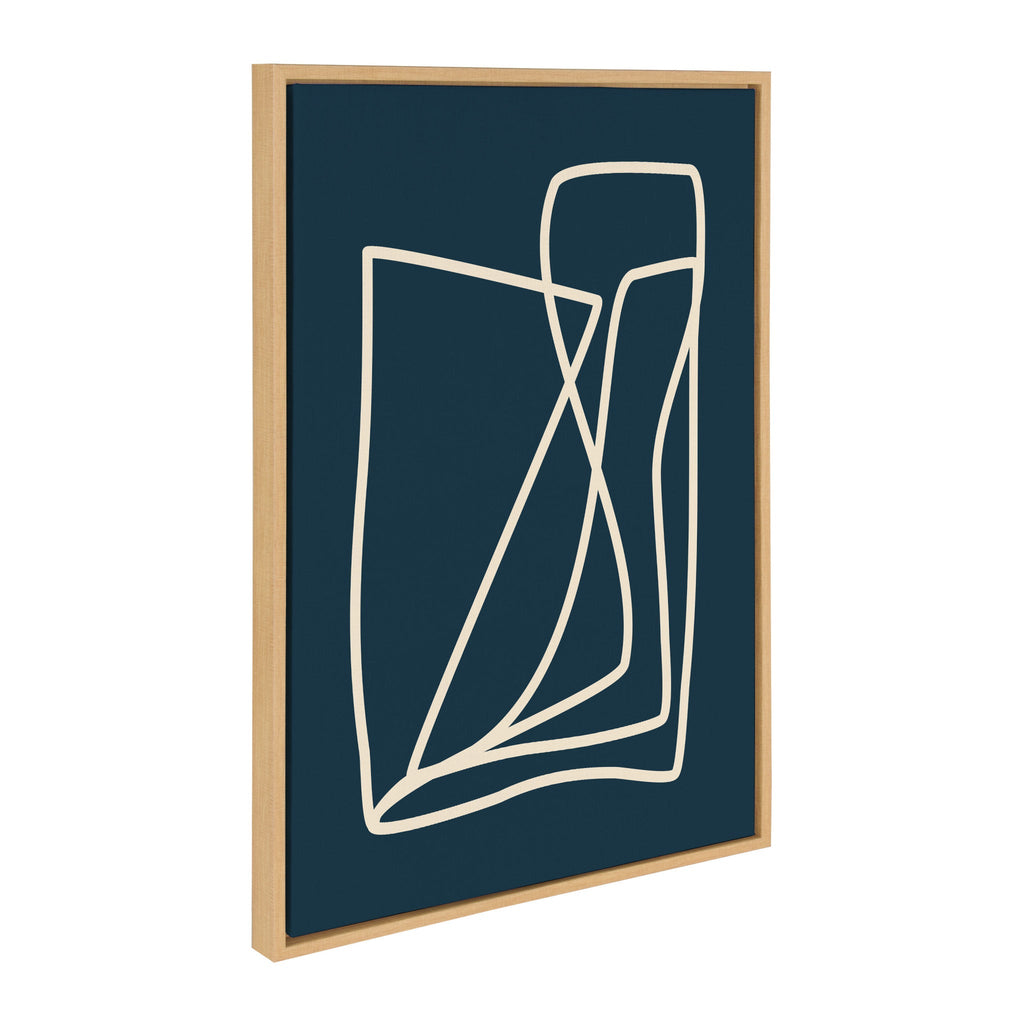 Sylvie Abstract Lines in Blue Framed Canvas by Apricot and Birch