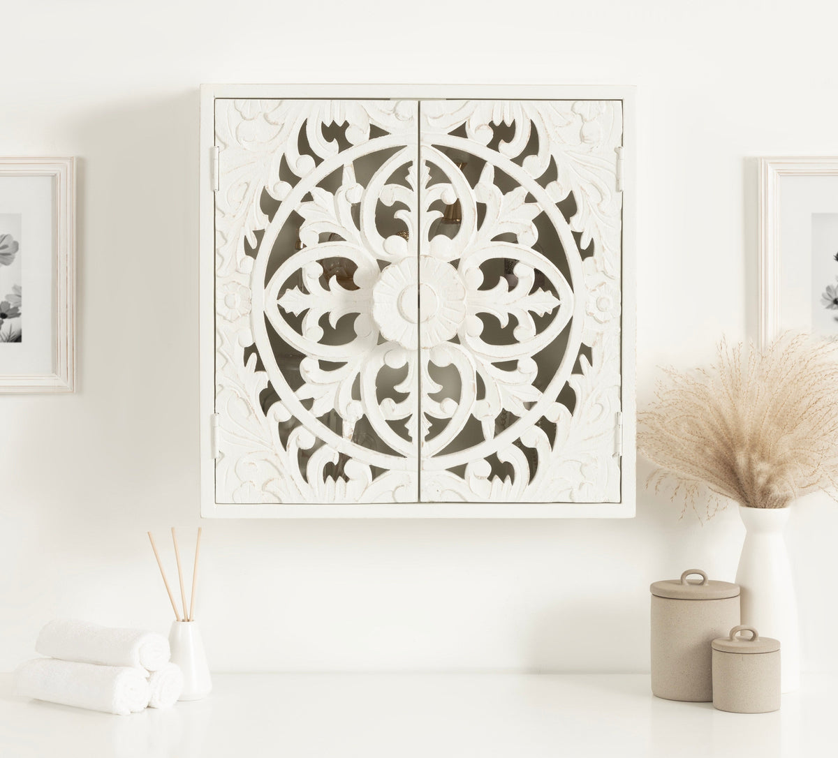 Saanvi Carved Wood Wall Cabinet