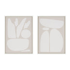 Sylvie Zen Botanical Rock Neutral Framed Canvas Set by The Creative Bunch Studio