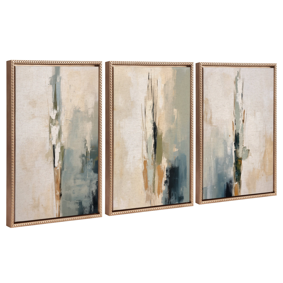 Sylvie Abstract Tall Cactus Muted Colors Framed Canvas Art Set by The Creative Bunch Studio
