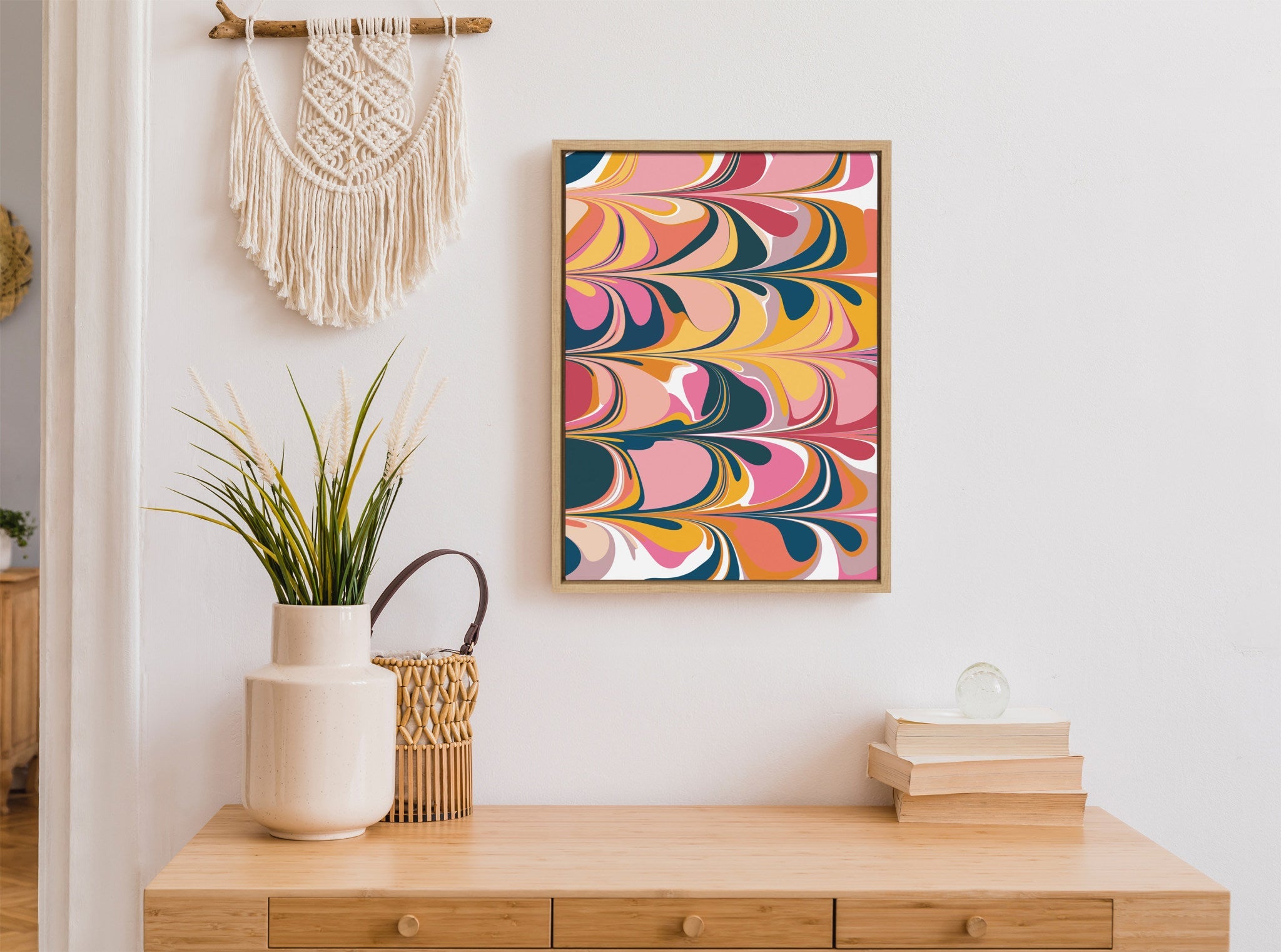 Sylvie Colorful Swirls Framed Canvas by Apricot and Birch