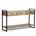Riverside Solid Mango Wood and Metal 55 inch Wide Modern Industrial Console Sofa Table in Natural