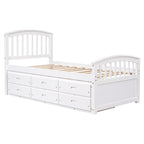 Platform Storage Bed Solid Wood Bed With 6 Drawers