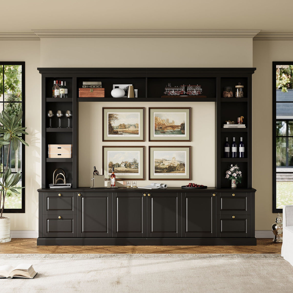 All-In-One TV Stand With Bookcase For TVs Up To 70"