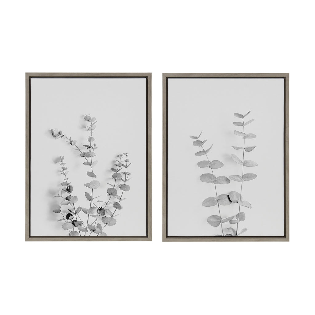 Sylvie Neutral Botanical 3 and 4 Soft White Framed Canvas by The Creative Bunch Studio