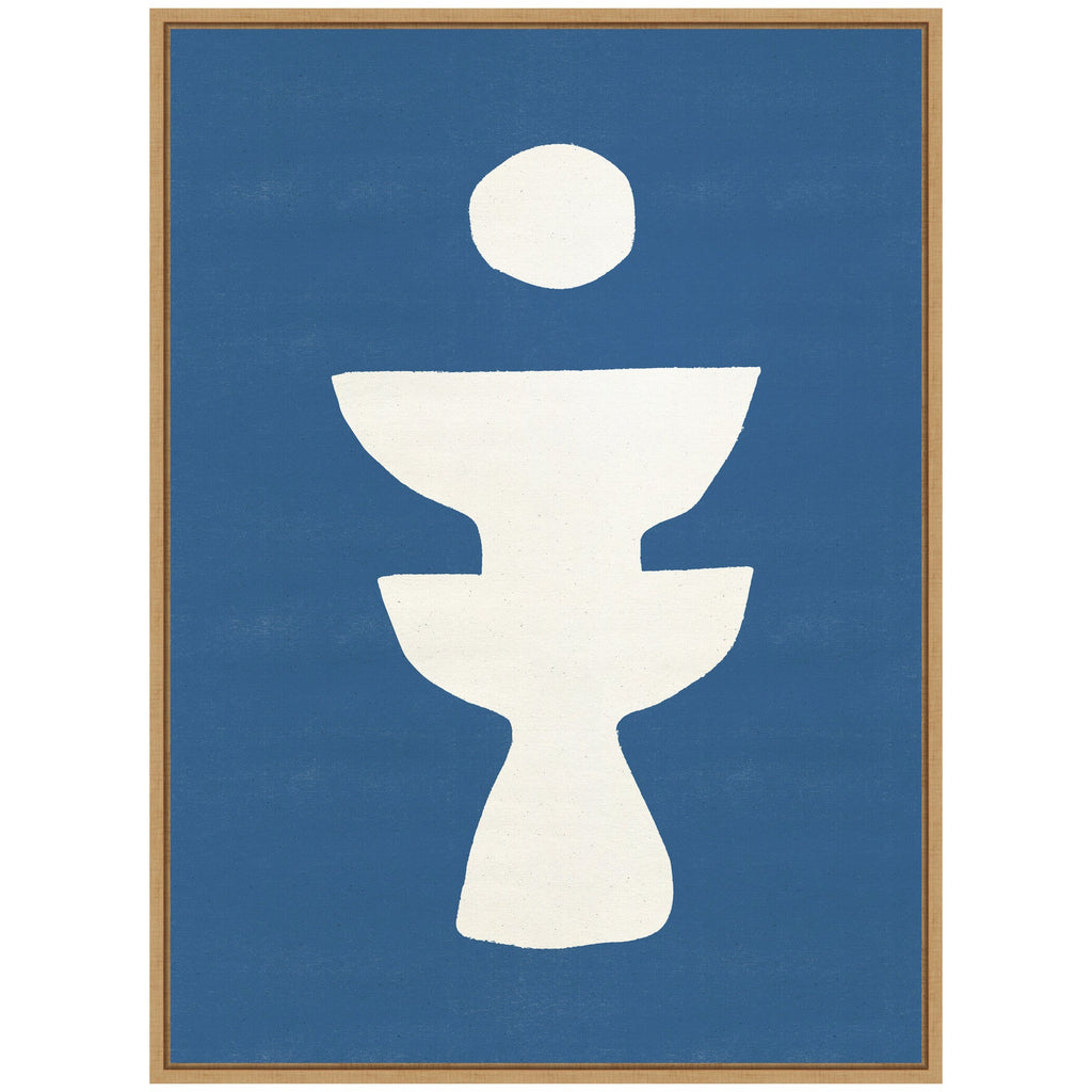 Sylvie Ceramic Blue Beige 4 Framed Canvas by Rocket Jack