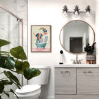 Blake Mid Century Modern Cow in Bathtub Framed Printed Glass by Rachel Lee of My Dream Wall