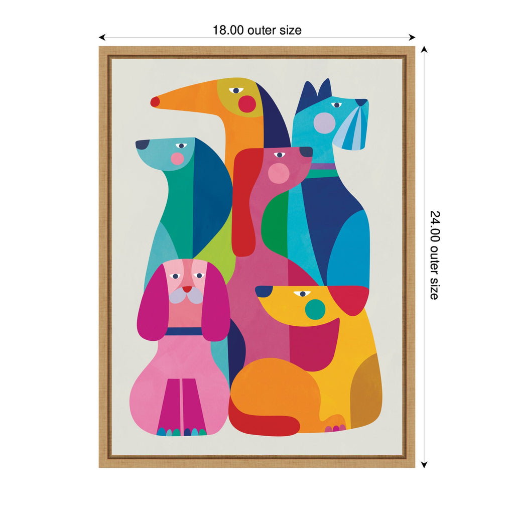 Modern Abstract Dogs by Rachel Lee Framed Canvas Wall Art Print
