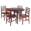 Dawson Extendable Round Dining Table with 4 Ladder-Back Chairs, 43 Wide, Walnut