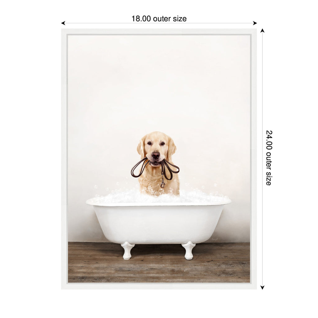 Sylvie Golden Retriever in Rustic Bath Style Framed Canvas by Amy Peterson