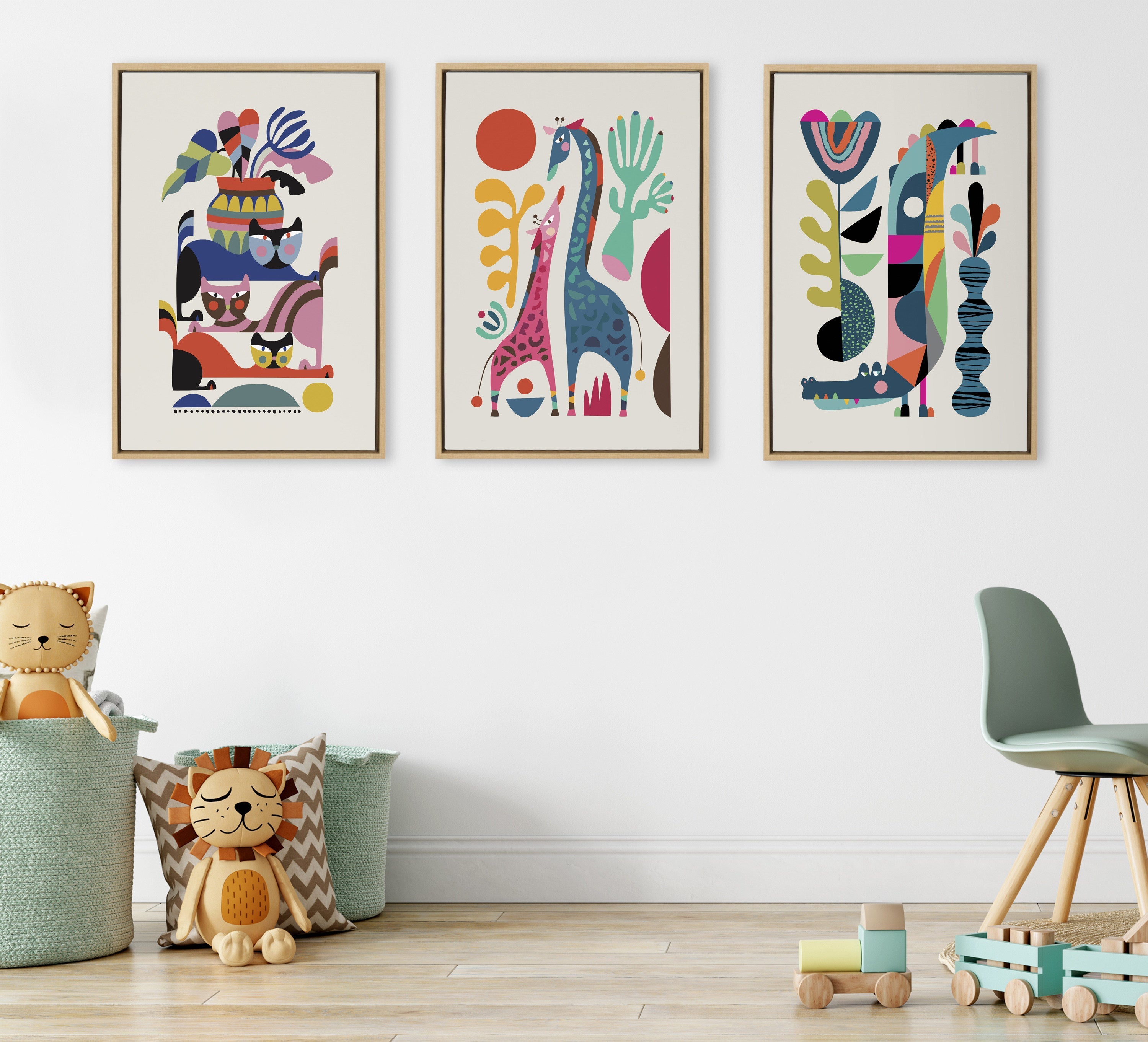 Sylvie Giraffe Love Framed Canvas by Rachel Lee of My Dream Wall