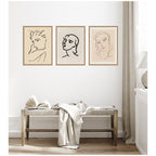 Profil de Femme Henri Matisse 3 Piece Framed Canvas Wall Art Set by Nostalgia Prints