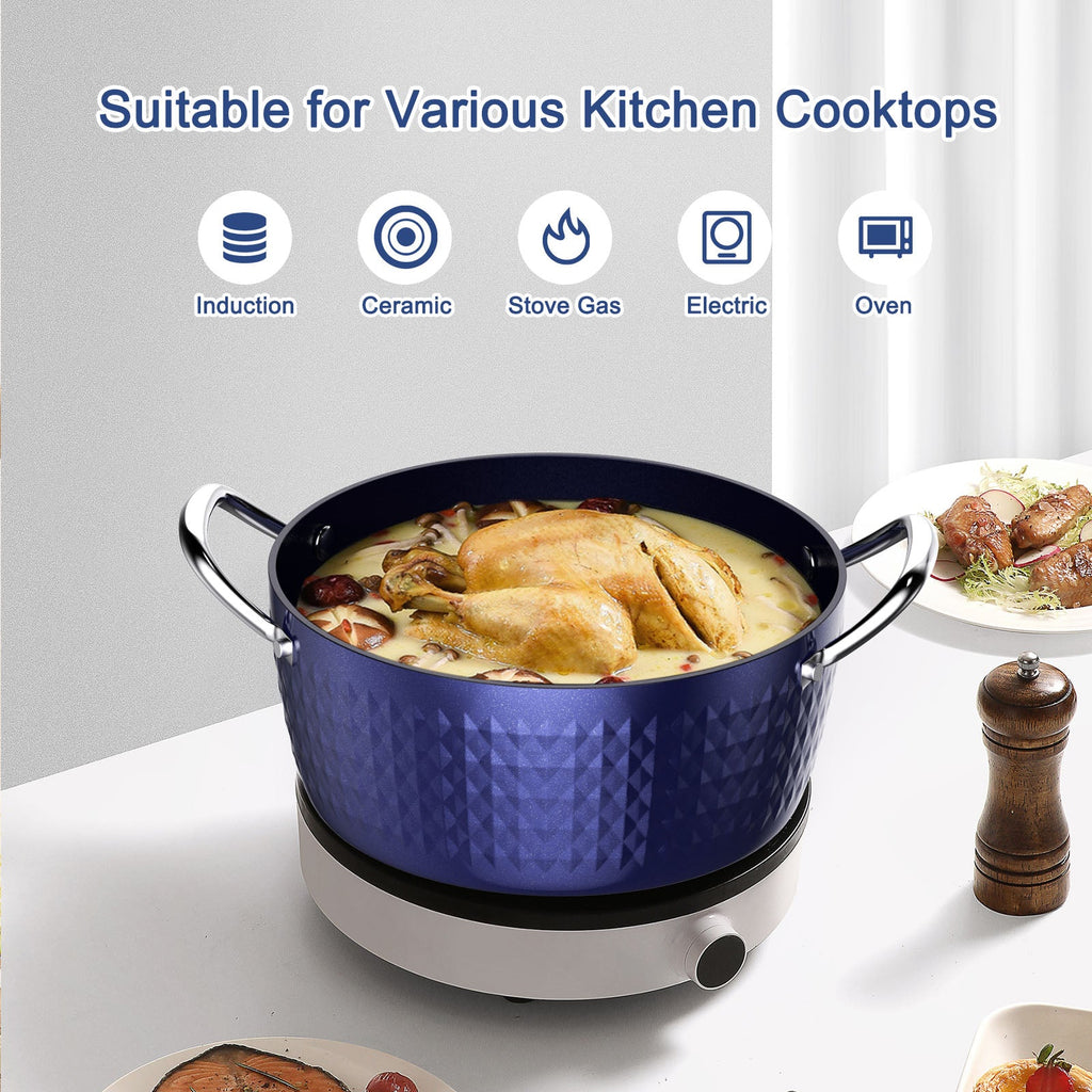 CasaFoyer 24cm Induction Casserole Dish with Lid - 2.2L Non-Stick Stock Pot
