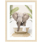 Elephant Front Palm Bathtub by Amy Peterson Framed Wall Art Print