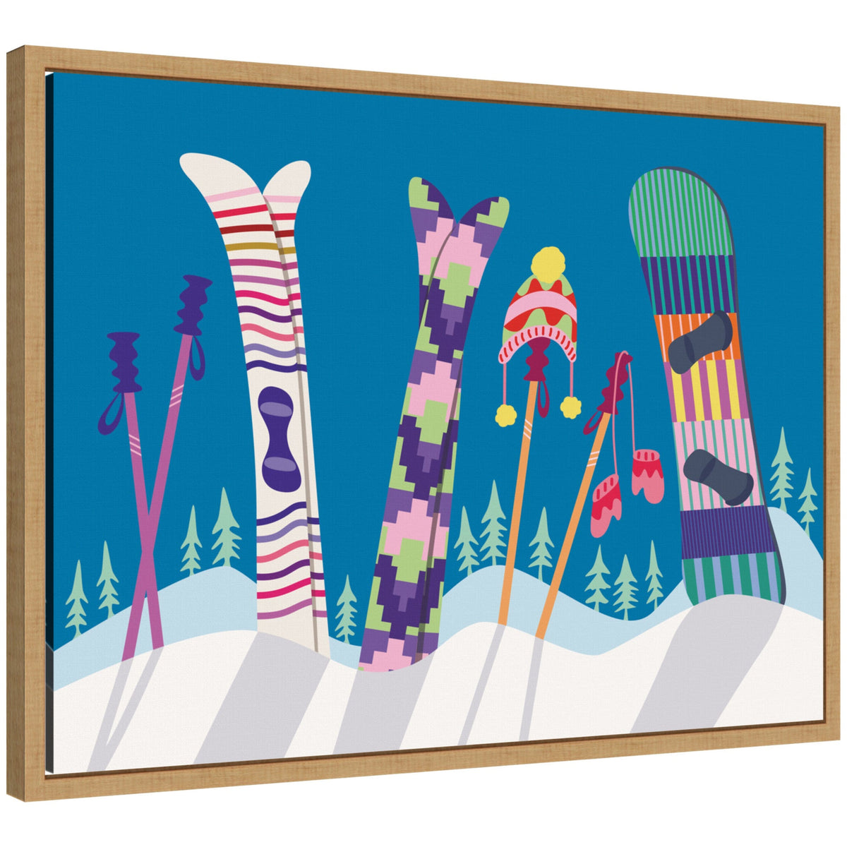 Sylvie Framed Canvas Winter Ski Village by Rachel Lee