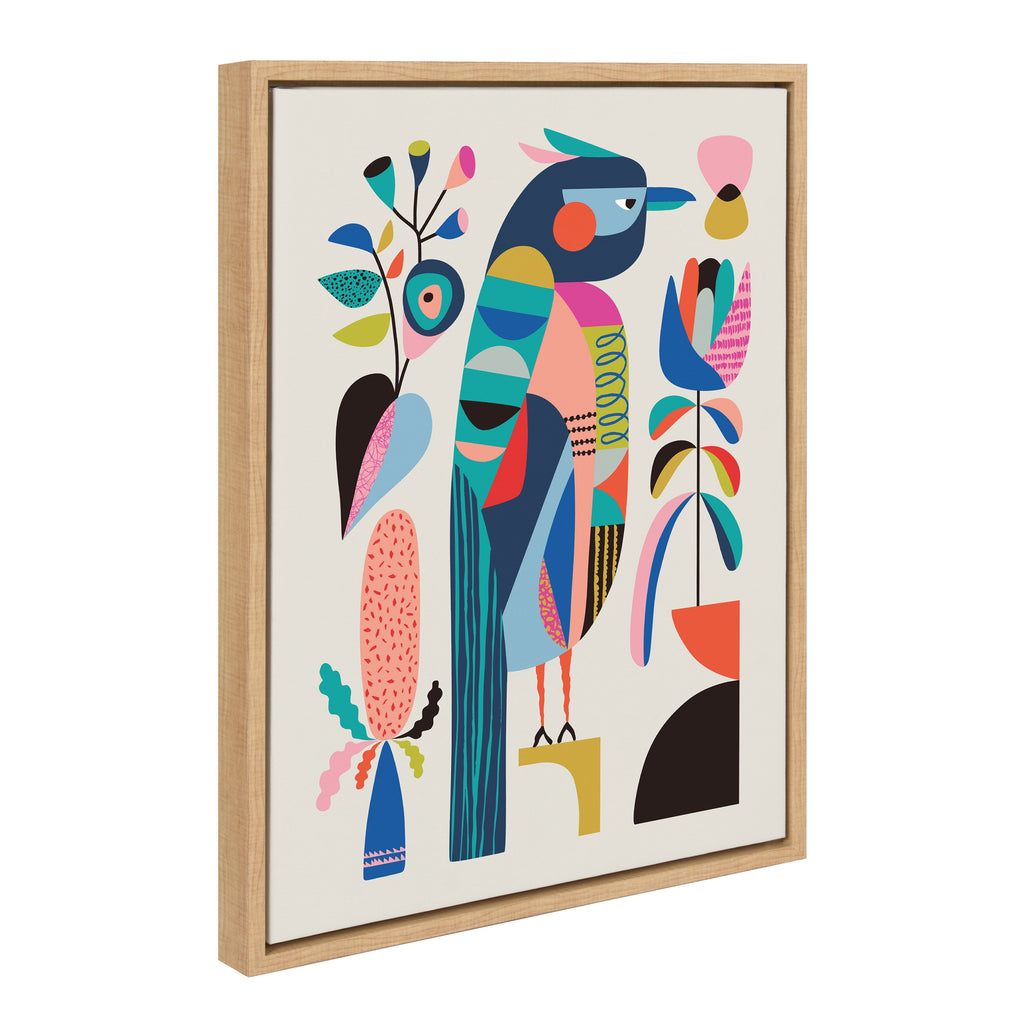 Sylvie Mid Century Modern Kookaburra Framed Canvas by Rachel Lee of My Dream Wall