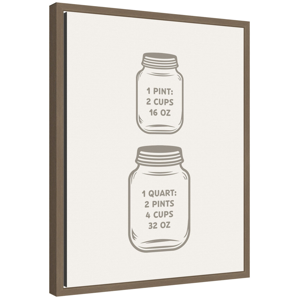 Kitchen Conversion Charts Pint Quart by The Creative Bunch Studio Framed Canvas Wall Art Print