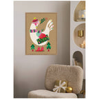 Sylvie Beaded Festive Dove Framed Canvas by Rachel Lee