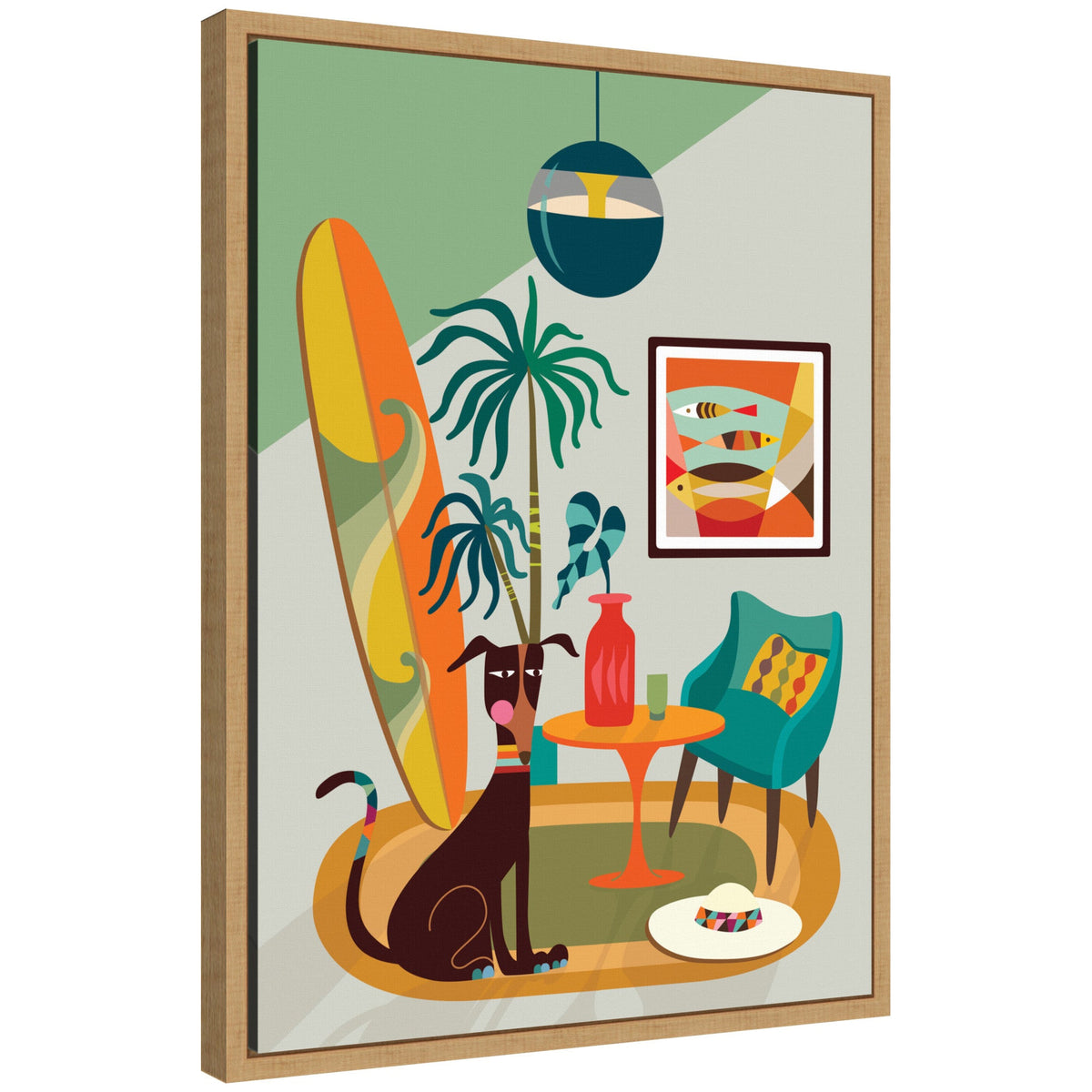 Sylvie MCM Dog Beach Home Framed Canvas by Rachel Lee