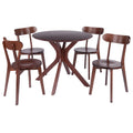 Lexa Dining Table with Splayed Legs, Walnut Finish with 4 Pauline Dining Chairs