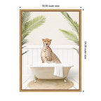 Sylvie Cheetah in Palms Bath Framed Canvas by Amy Peterson