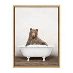 Sylvie Bear Rustic Bubble Bath Framed Canvas by Amy Peterson Art Studio