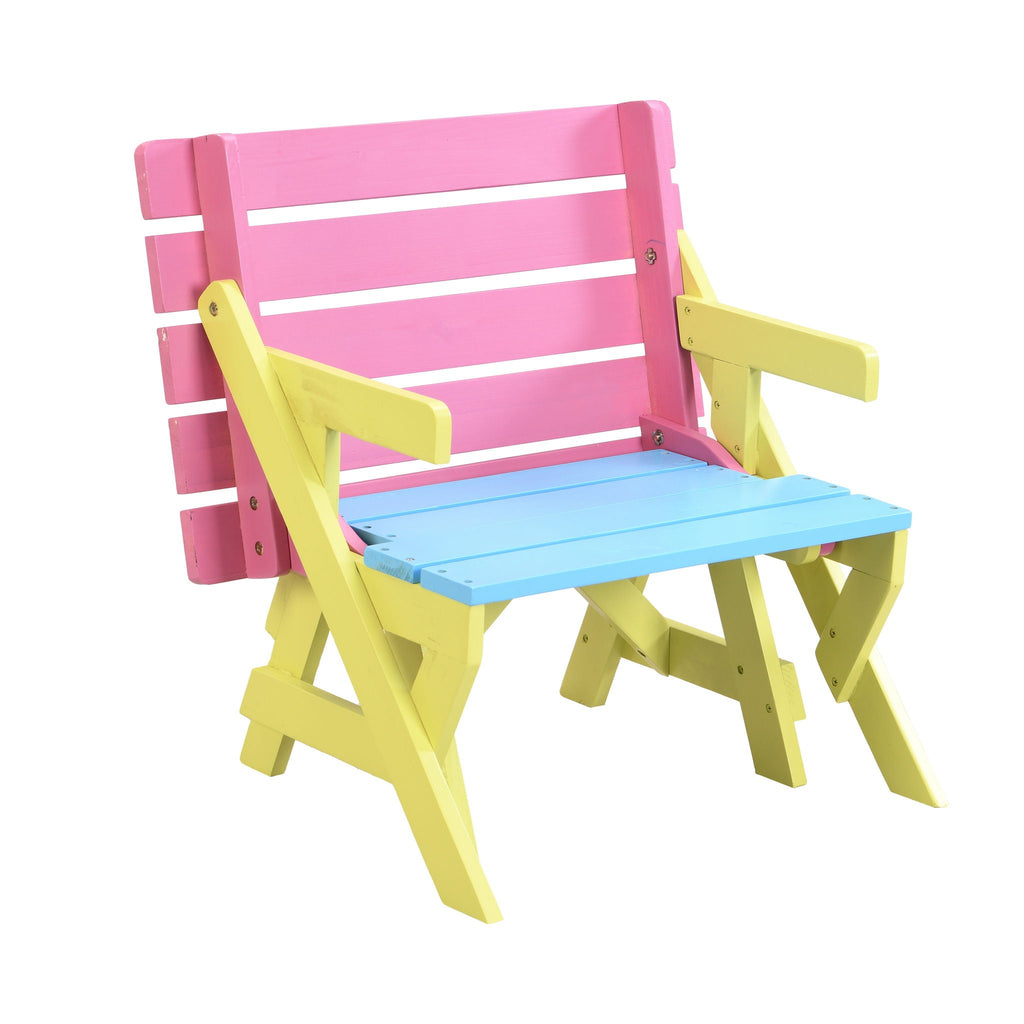 Kids Multi-Functional Arm Chair, Table With 2 Benches All-In-One Set