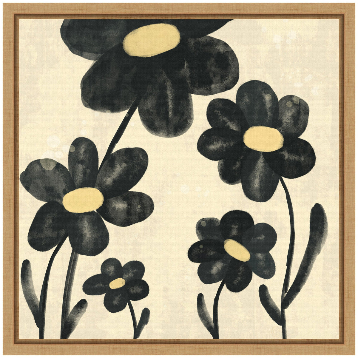 Sylvie Black Flowers Framed Canvas by Carrie Cantwell