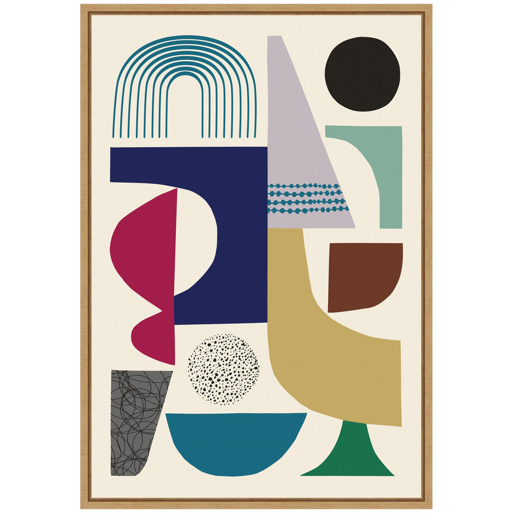 Sylvie MCM Retro Abstract Pattern Rainbow Framed Canvas by Rachel Lee